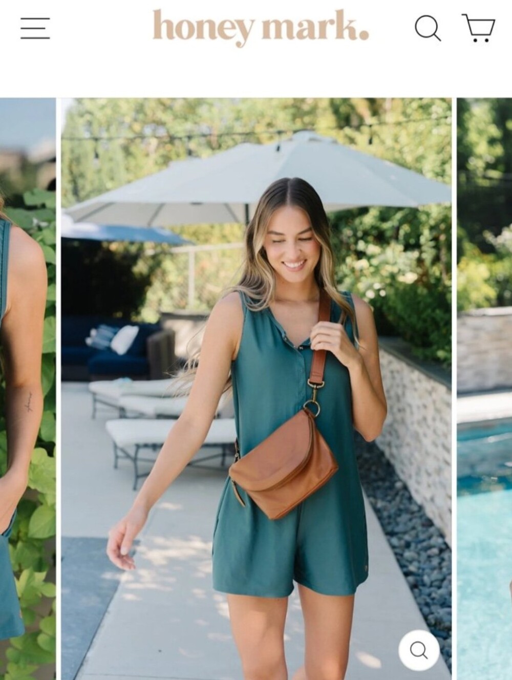 Honeymark Teal Button Down Bathsuit Romper